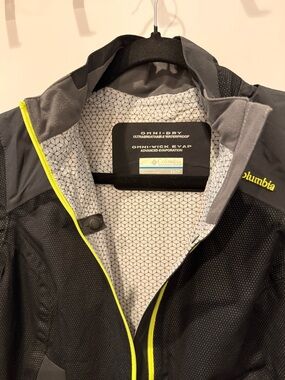 Columbia Black Jacket with Neon Yellow Accents